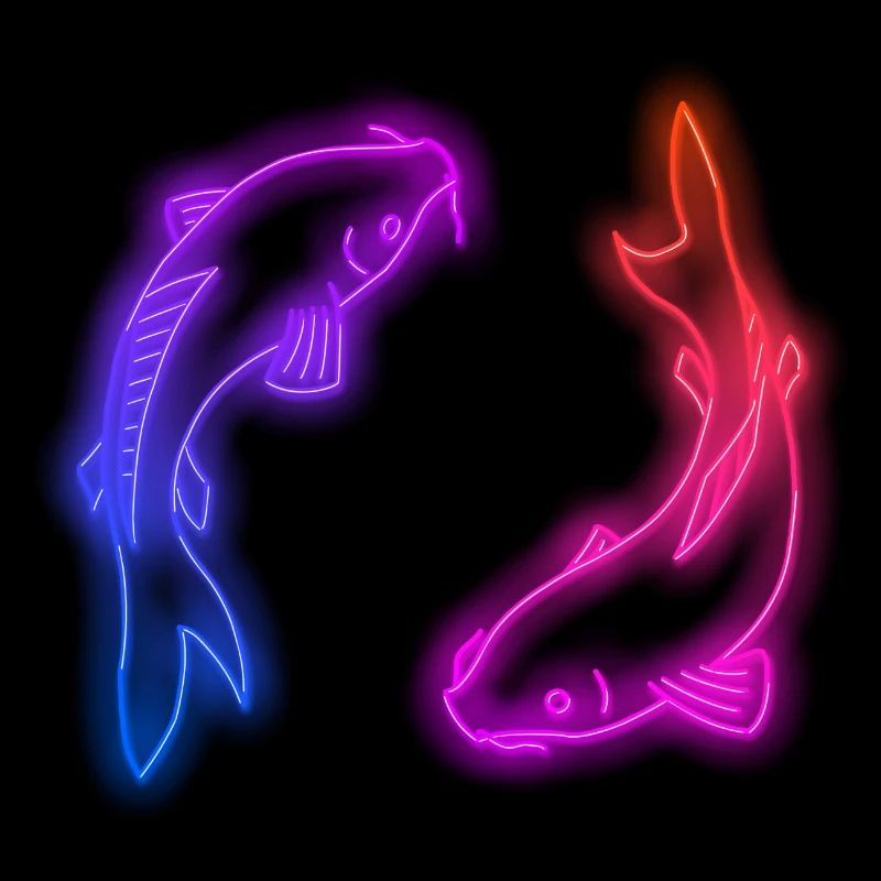 Red And Blue Koi