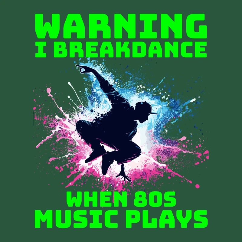 80s Breakdancer Silhouette - Neon Dance Moves