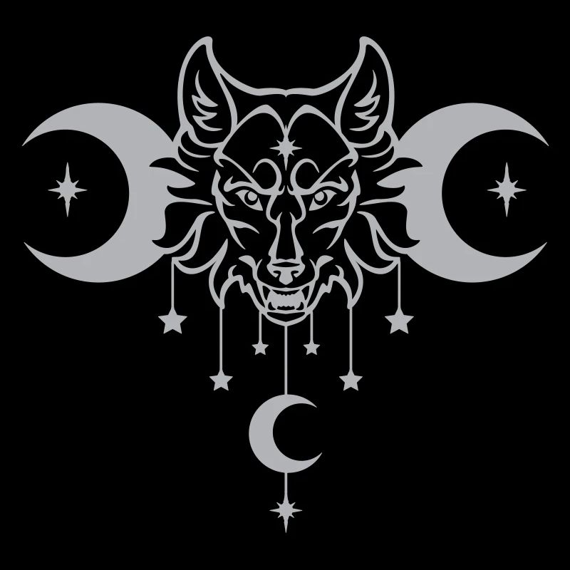 Loup de la Lune Wicca - couleur personnalisable