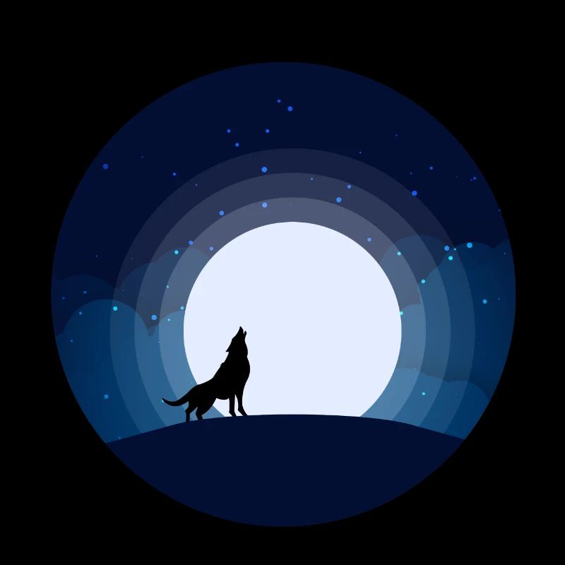 Moon Wolf Night Sky Mountain Howls Full Moon