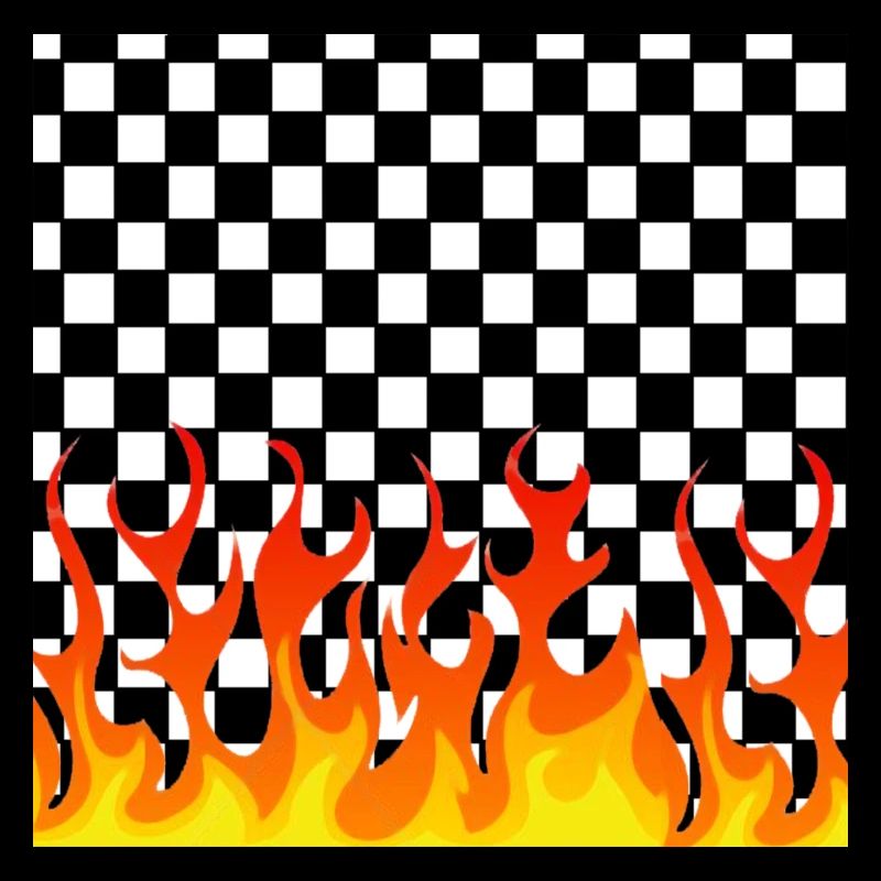 Flames on chessboard background