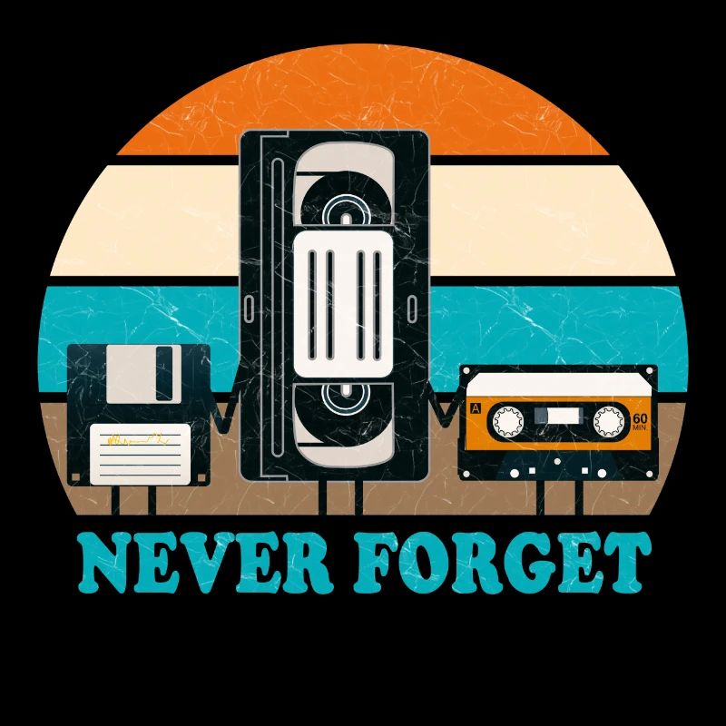 Never Forget - VHS, Cassette, Floppy Disc - Retro