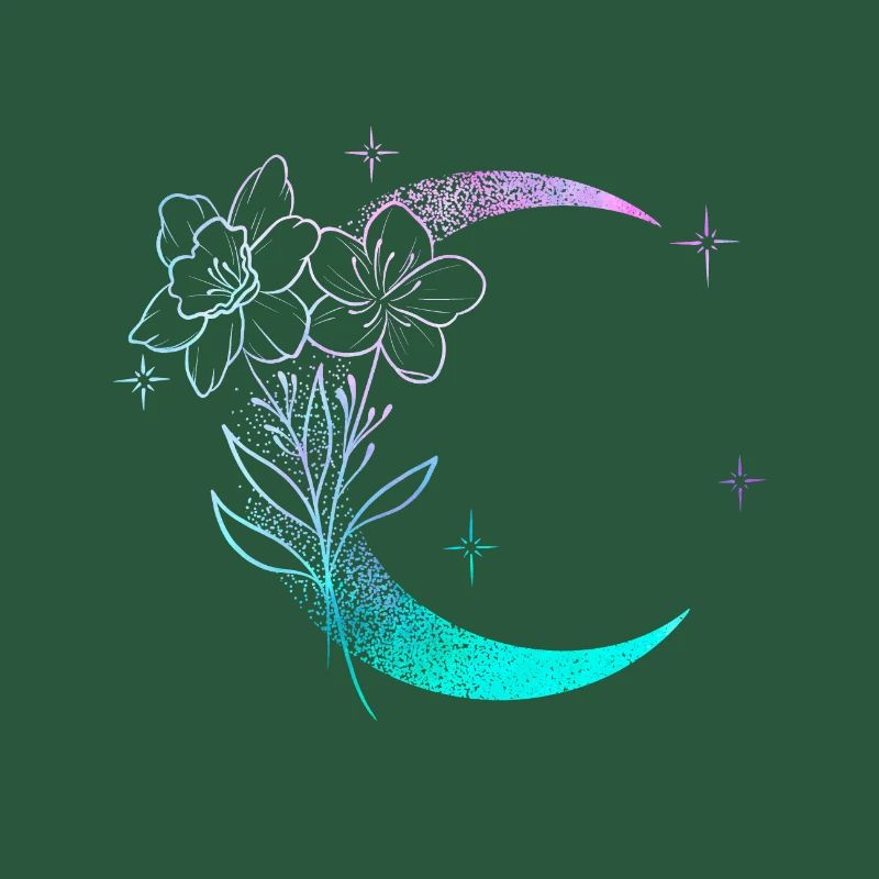 Mond mit Blumen dotwork tattoo