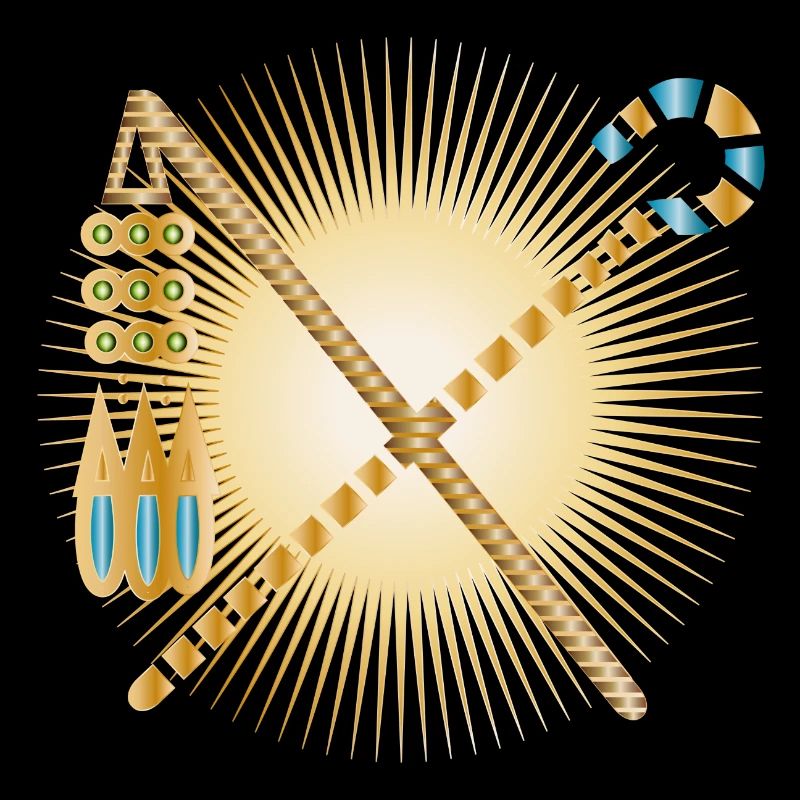 radiant hook & threshing flail pharaohs sceptre