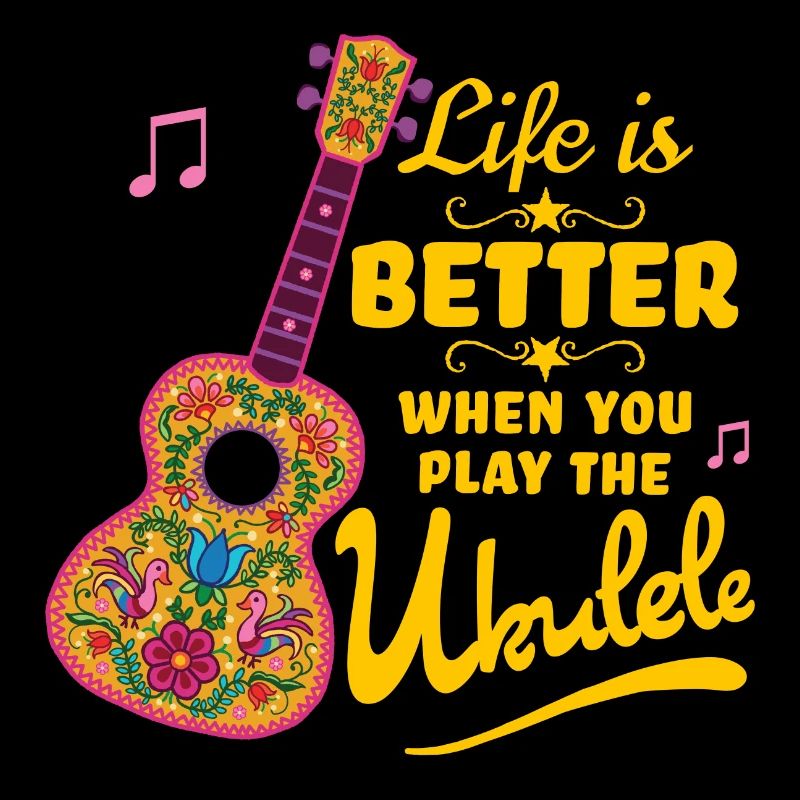 Bunte Ukulele Zitat "Das Leben ist besser"