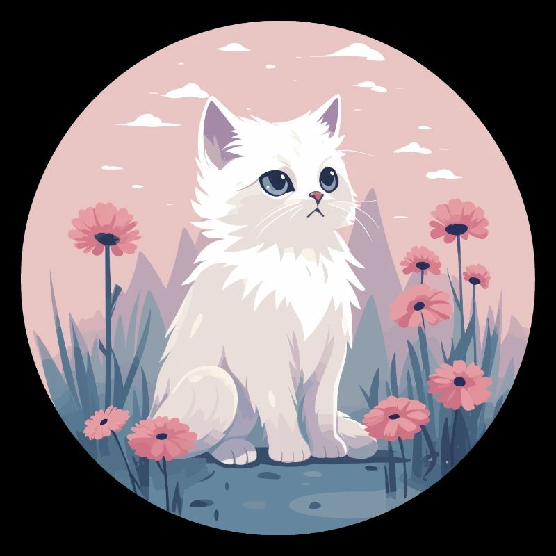 Chat pastel en fleurs
