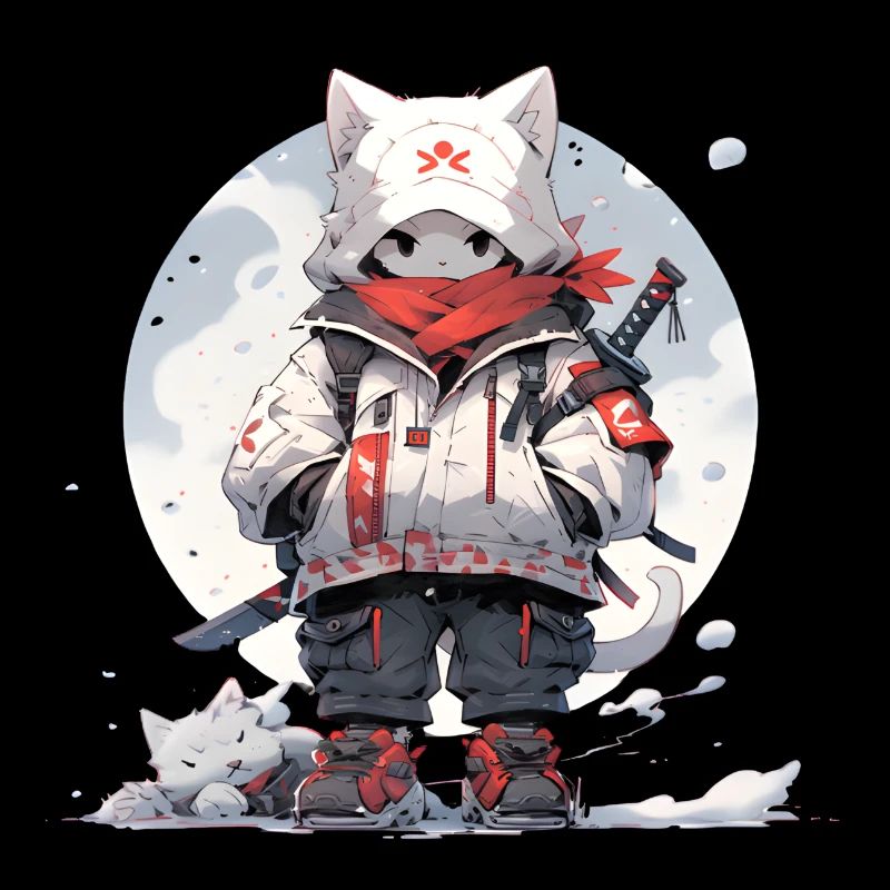 Cute samurai cat