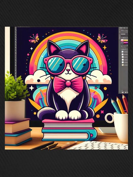 Studious cat with glasses