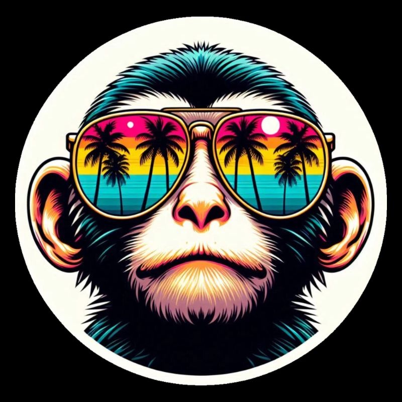 Monkey Glasses Palm Trees Colorful