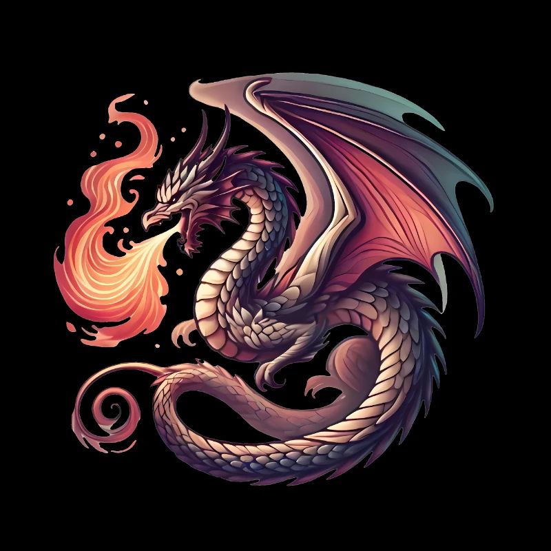 Fierce Dragon Breathing Fire Design