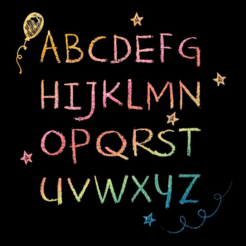 Rainbow Chalk Alphabet with Asterisks