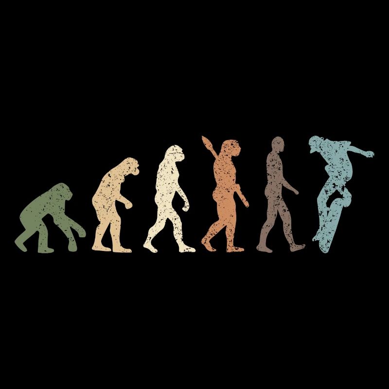 Drôle Retro Evolution Of Man Skateboard