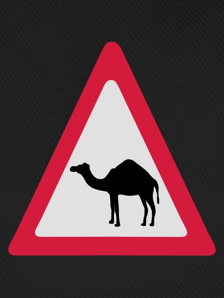 Caution Camel Traffic Sign