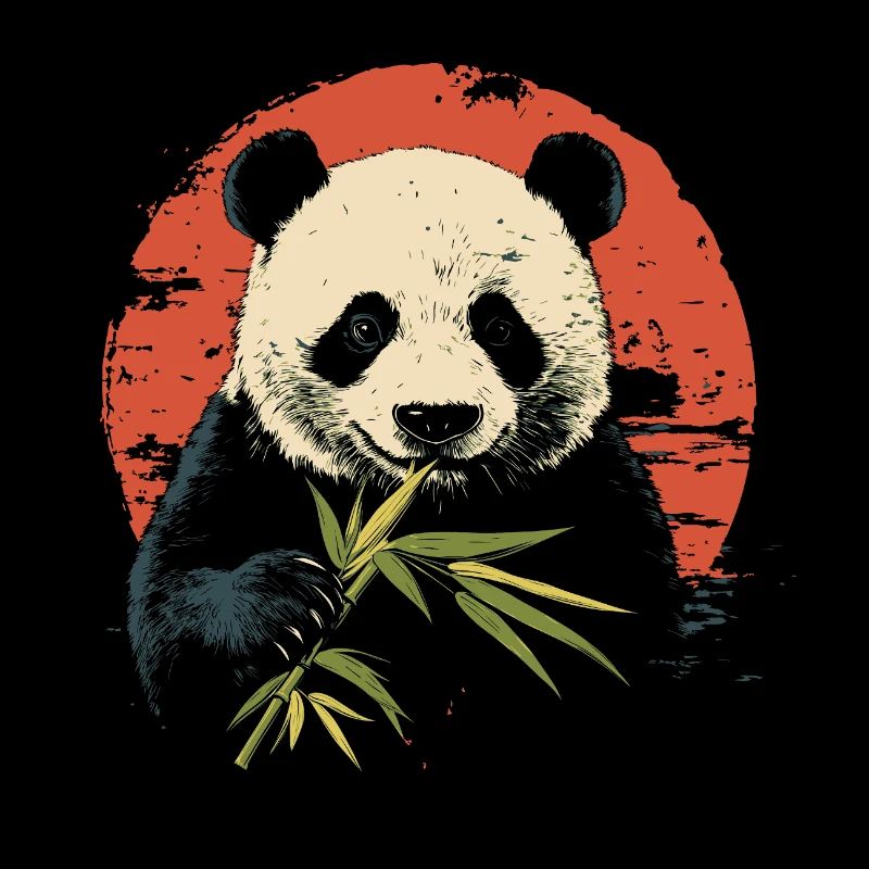 Panda eats bamboo
