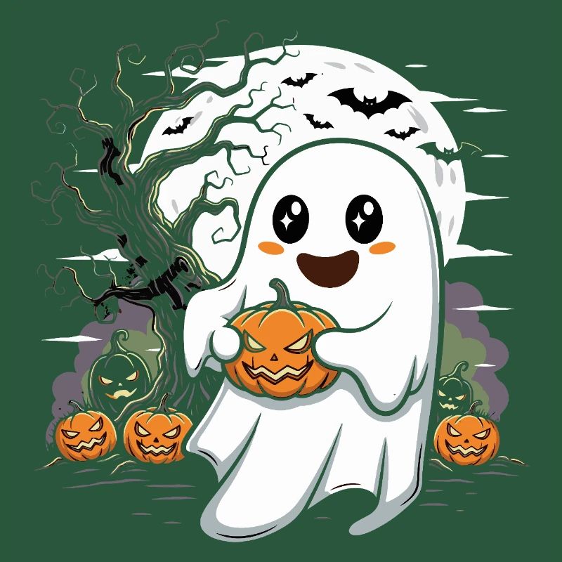 Cute Ghost with Jack-O-Lantern