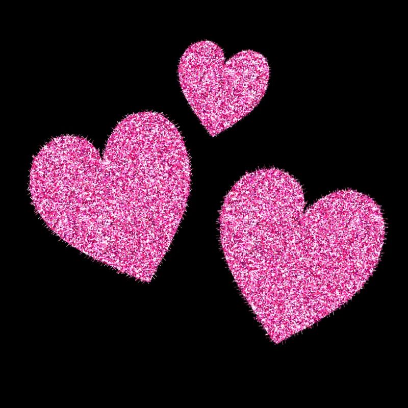 3 pinke glitzernde herzen herz