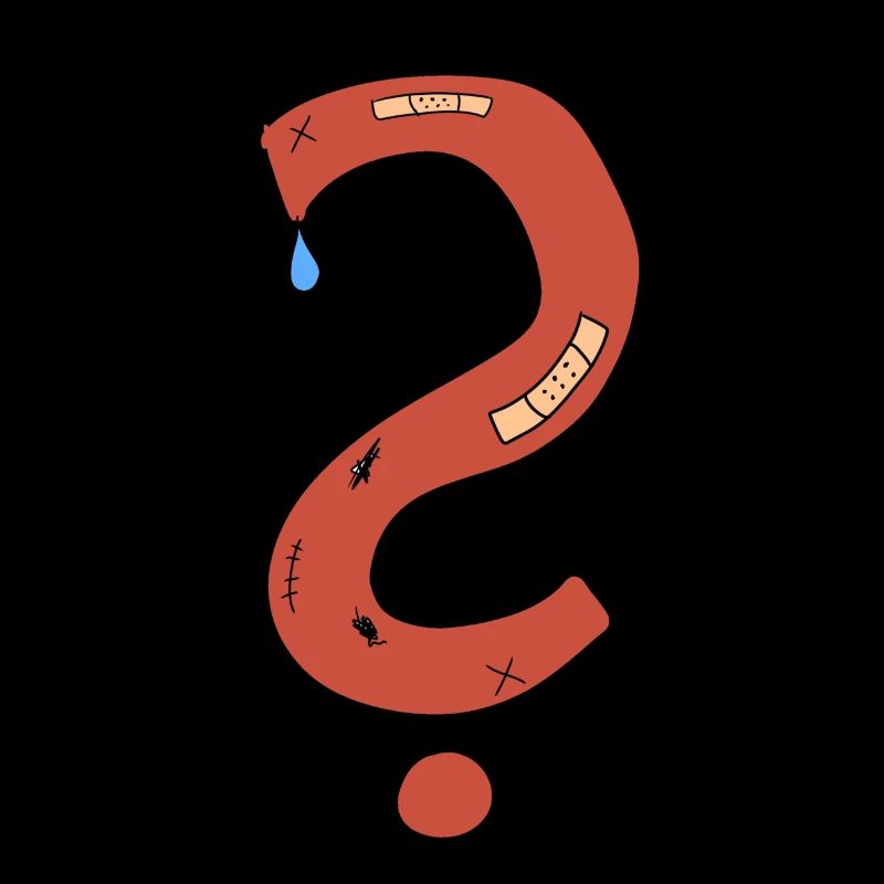Question mark scars sad plaster