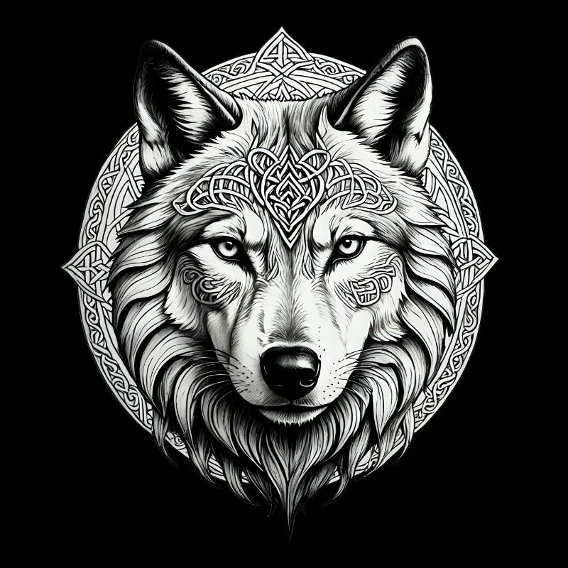 Wolf mit keltischem Knoten 01