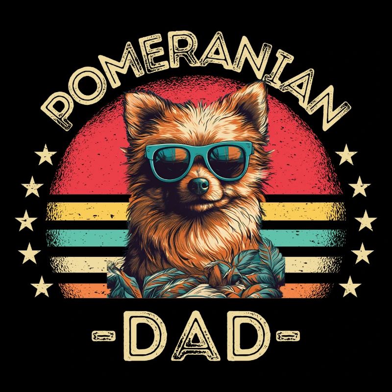 Miniature spitz with sunglasses dad retro