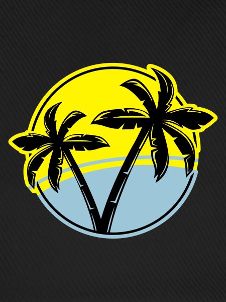 palm silhouette circle beach