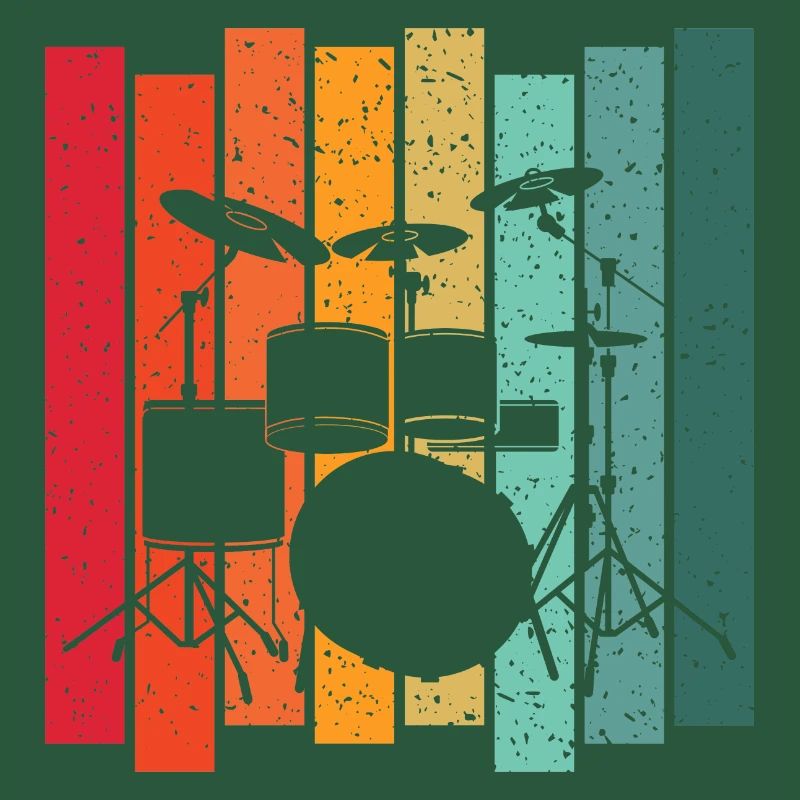 Retro Drummer Drumset Drums Drummer