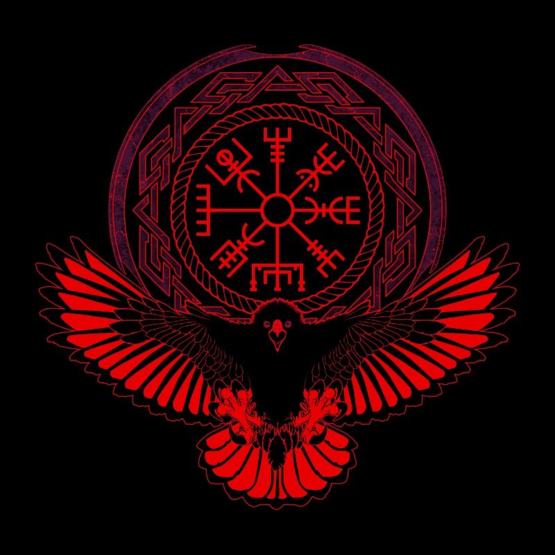 Eagle with Vegvisir symbol