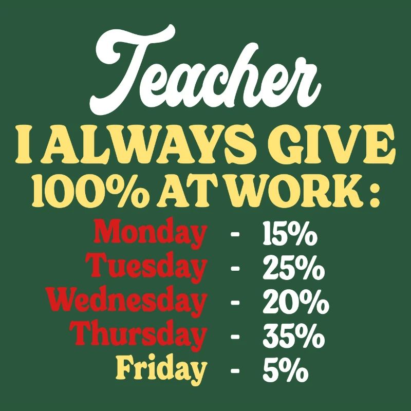 100% At Work Funny Teacher Quote