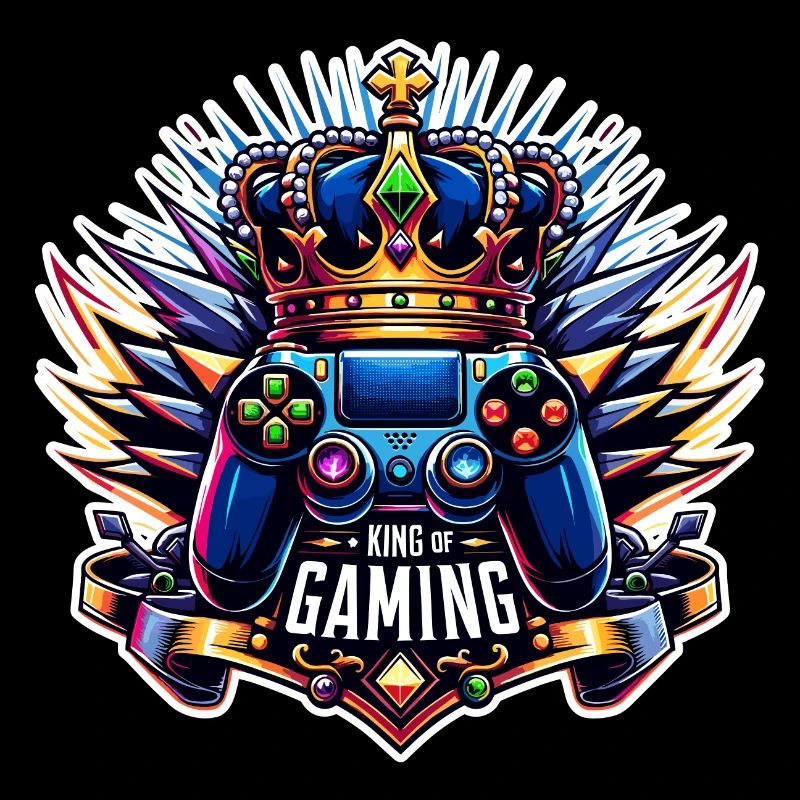 King of Gaming - Controller and Crown Illustration