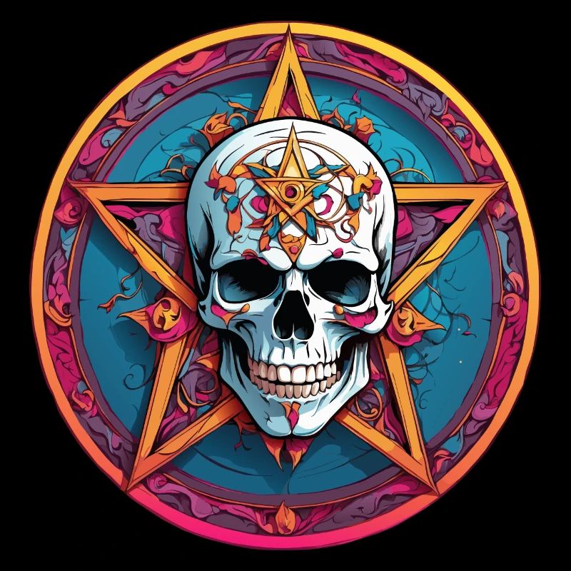 Crâne avec capuche colorée avec éléments décoratifs