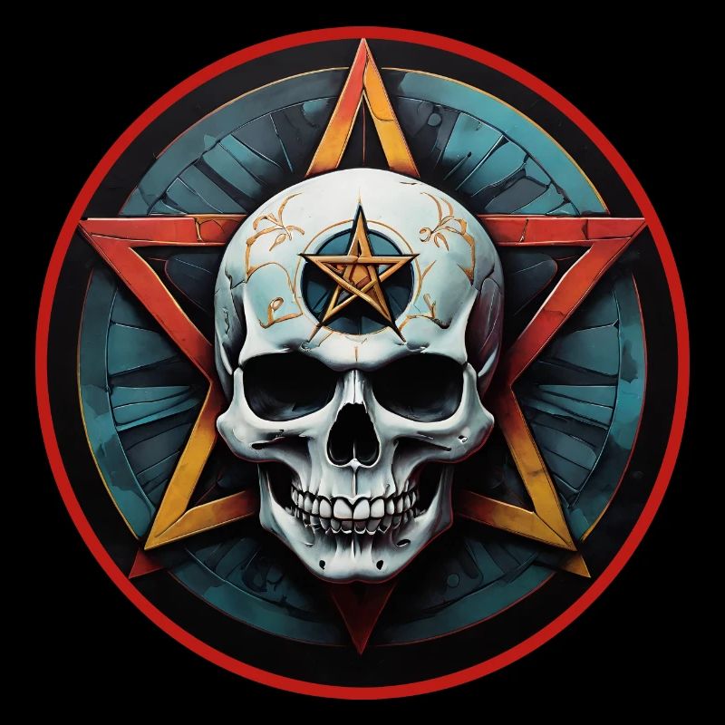 Crâne coloré avec pentagramme