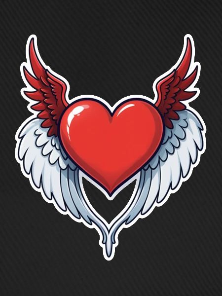 Red Heart with Wings