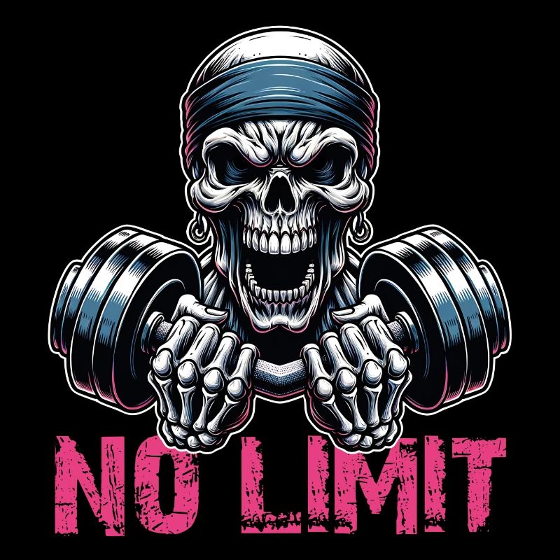 Crâne de musculation No Limit Workout avec haltère