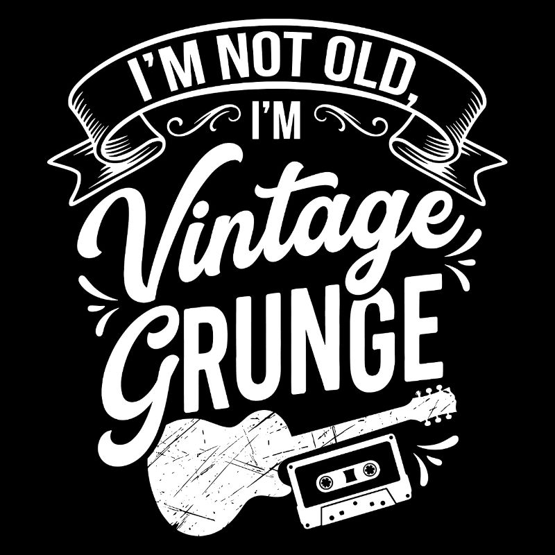 Vintage grunge-tröja med gitarr