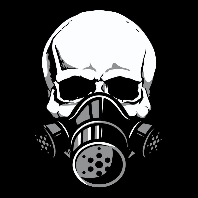 Crâne avec masque à gaz
