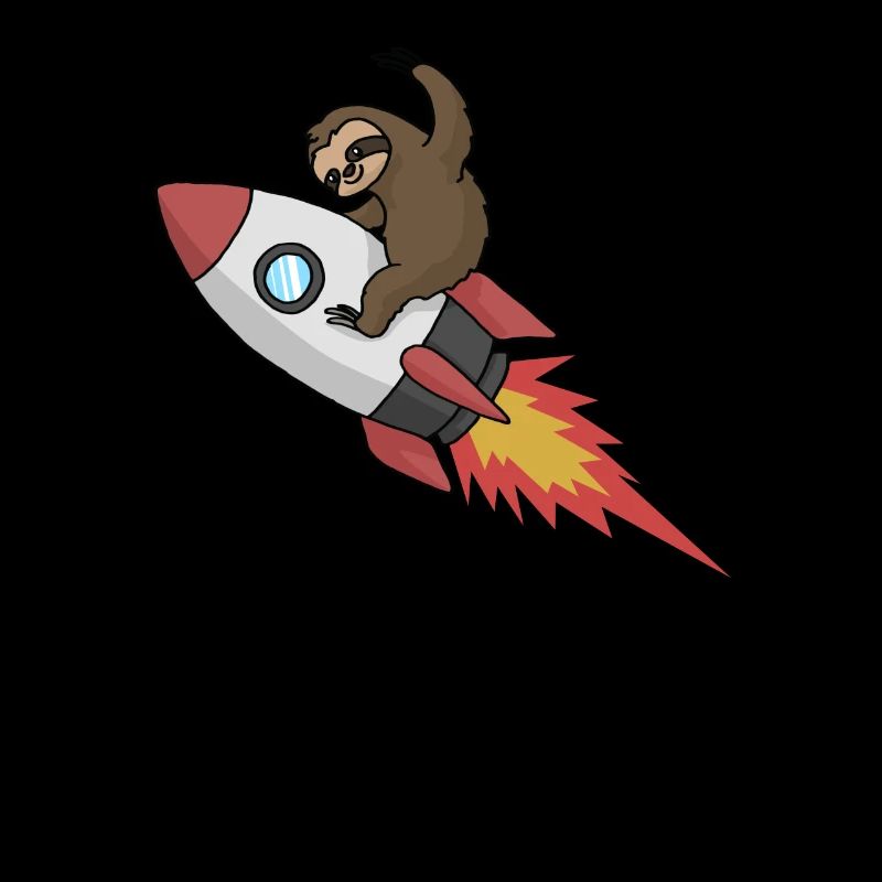 Sloth on rocket. Funny outer space. Astronaut