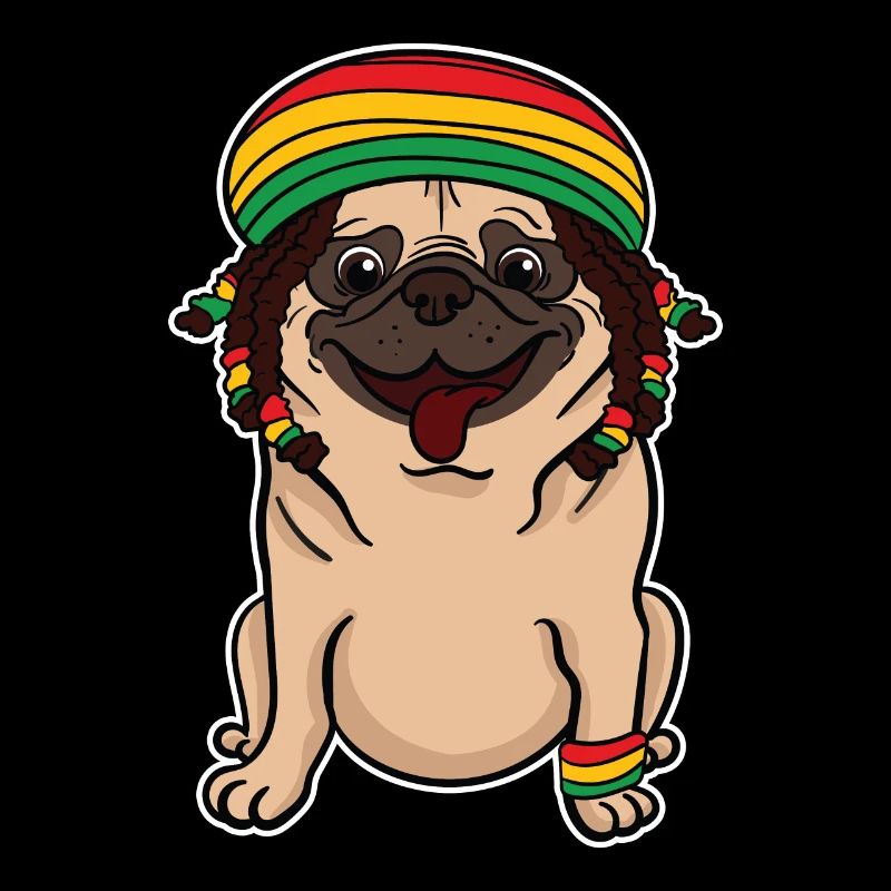 Reggae Rasta Rastafari Jamaica Mops Hund Geschenk