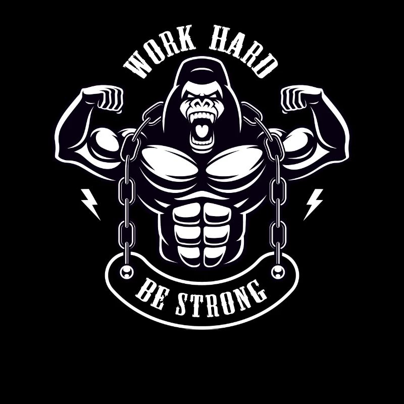 Work Hard be Strong Gorille Argent Cadeau