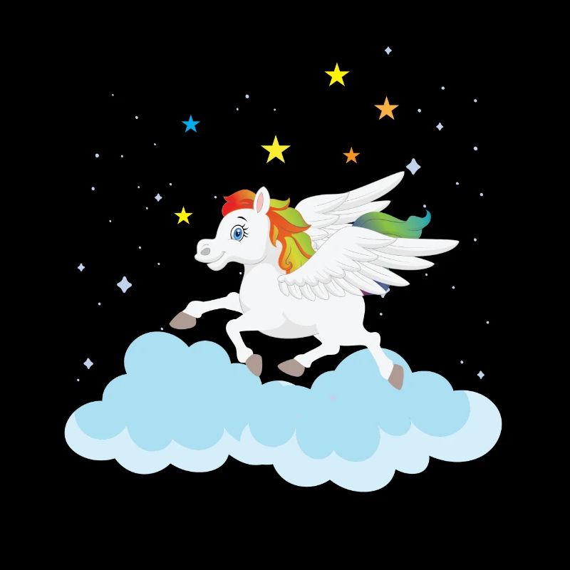 Pegasus Pferd Pony über den Wolken mit Sternen