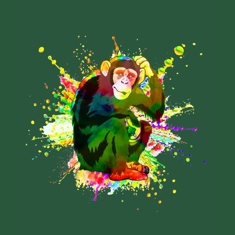 Singe dans une oeuvre cool et colorée - Singe Singe