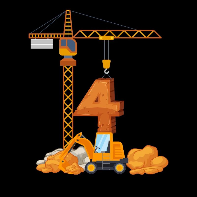 Cadeau d'anniversaire de pelle 4 ans chantier de construction