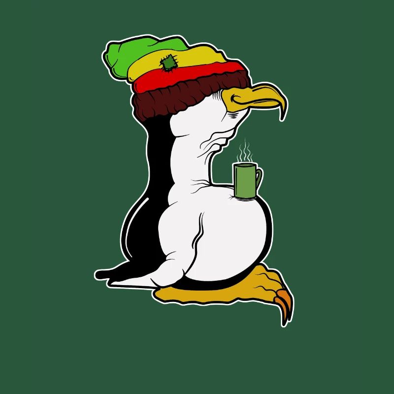 Tux Linux Pingouin Pingouin pause café maniaque Rasta
