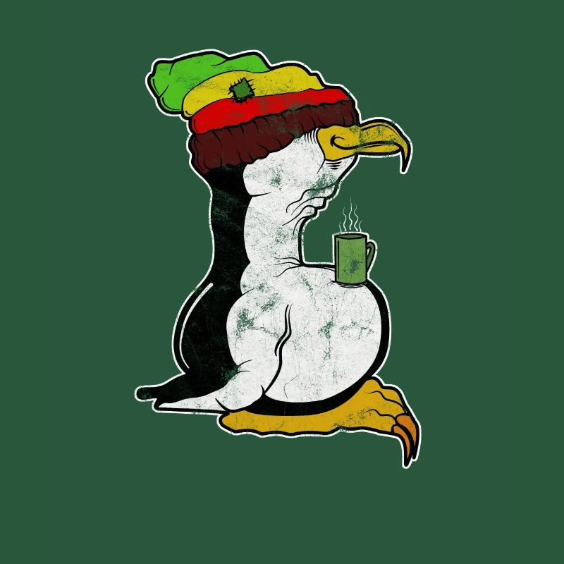 Tux Linux Penguin Coffee Break Computer Nerd Retro
