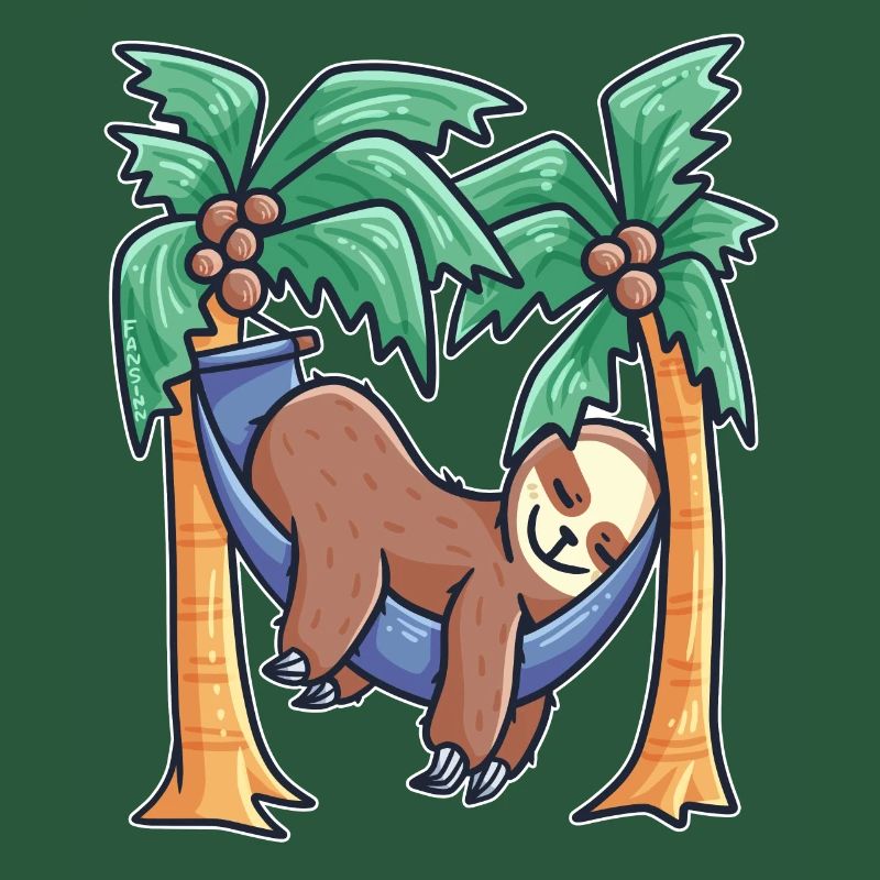 sleeping sloth in the hammock on palm trees