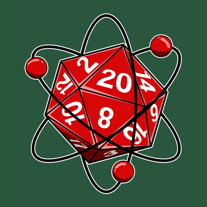 Cube D20 electron physics nerd