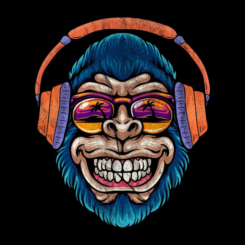 Monkey DJ Affe mit Kopfhörer Sonnenbrille Geschenk