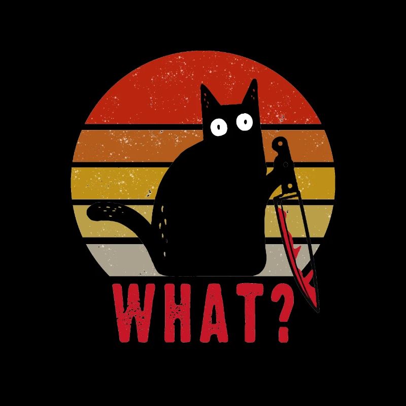 Schwarze Katze mit Messer was?