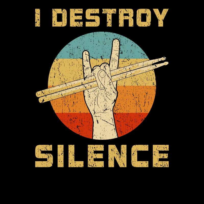 Ich zerstöre Silence Drum Set Drummer Retro Drumming
