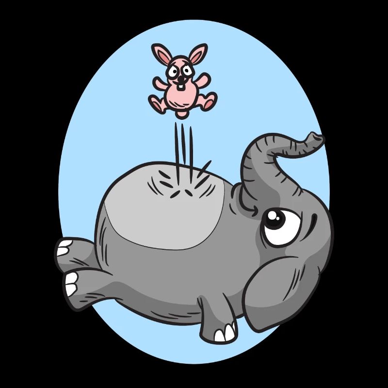 Springende Maus auf Elefant