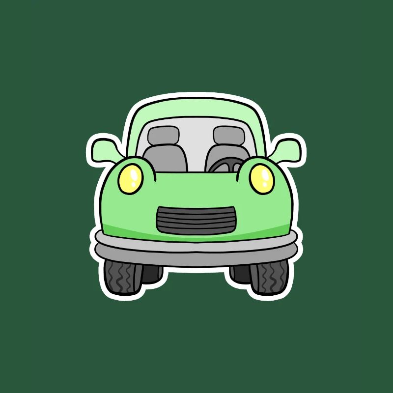 Vue frontale joyeuse de chariot vert