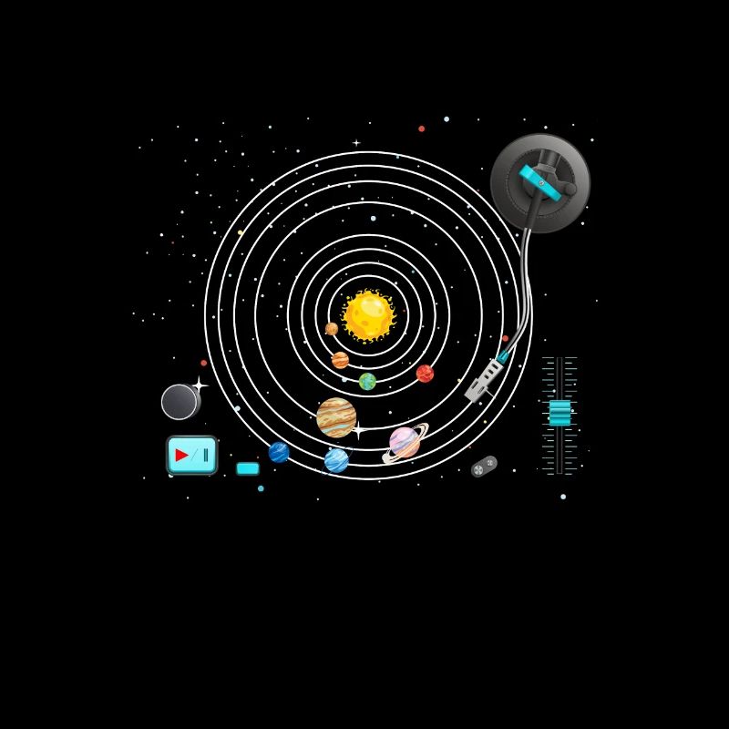 Astronomy Planets Vinyl Record Player DJ